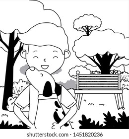 Boy with dog cartoon design