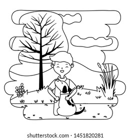 Boy with dog cartoon design