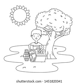 Boy with dog cartoon design