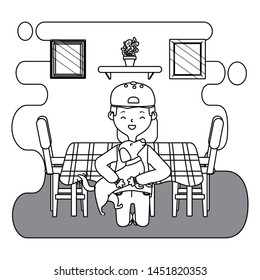 Boy with dog cartoon design