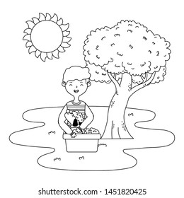 Boy with dog cartoon design