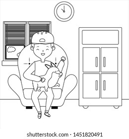 Boy with dog cartoon design