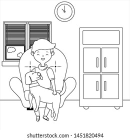 Boy with dog cartoon design