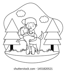 Boy with dog cartoon design
