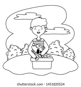 Boy with dog cartoon design