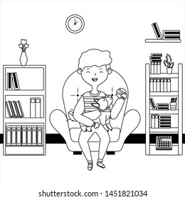 Boy with dog cartoon design