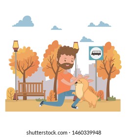 Boy with dog cartoon design