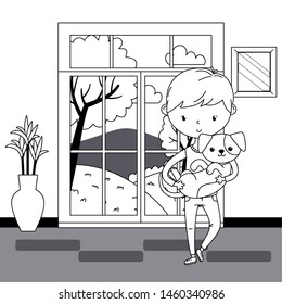 Boy with dog cartoon design
