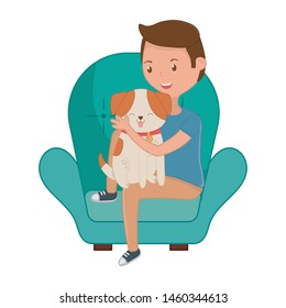 Boy with dog cartoon design