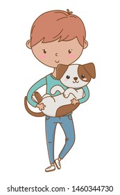 Boy with dog cartoon design