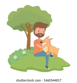 Boy with dog cartoon design