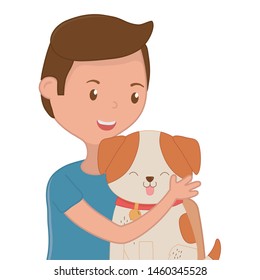 Boy with dog cartoon design