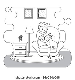 Boy with dog cartoon design