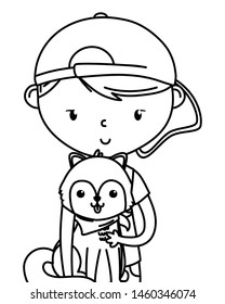 Boy with dog cartoon design