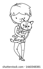 Boy with dog cartoon design