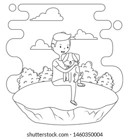 Boy with dog cartoon design