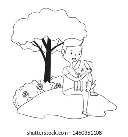 Boy with dog cartoon design