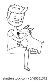 Boy with dog cartoon design