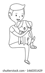 Boy with dog cartoon design