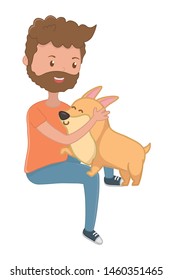 Boy with dog cartoon design