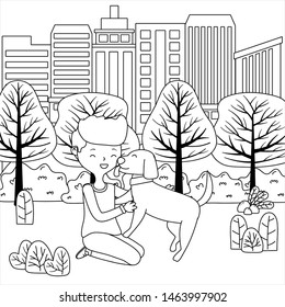Boy with dog cartoon design