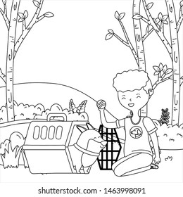 Boy with dog cartoon design