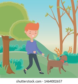 Boy with dog cartoon design