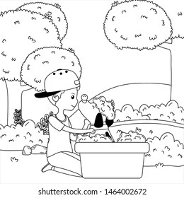 Boy with dog cartoon design