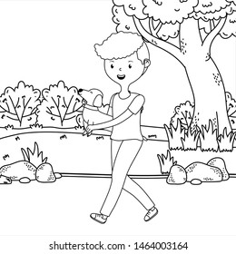 Boy with dog cartoon design