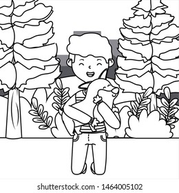 Boy with dog cartoon design