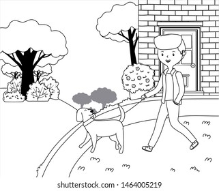 Boy with dog cartoon design