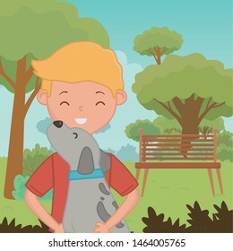 Boy with dog cartoon design