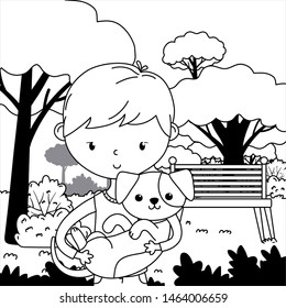 Boy with dog cartoon design