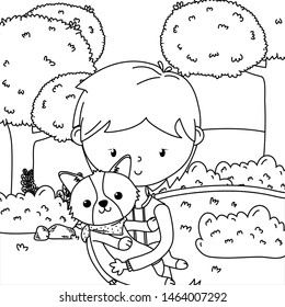 Boy with dog cartoon design