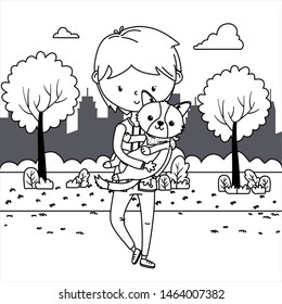 Boy with dog cartoon design