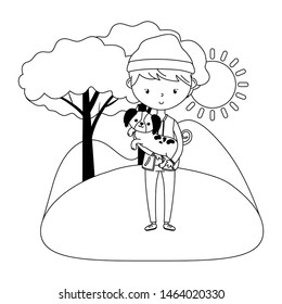 Boy with dog cartoon design