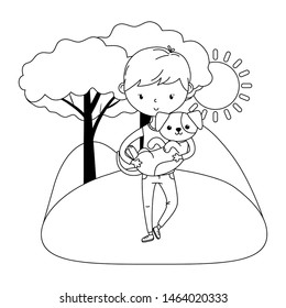 Boy with dog cartoon design