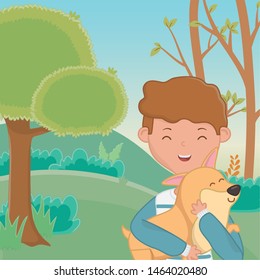 Boy with dog cartoon design