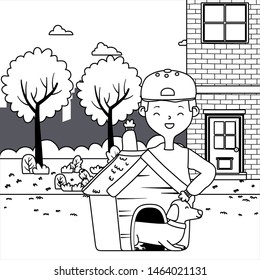 Boy with dog cartoon design