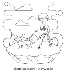 Boy with dog cartoon design