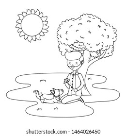 Boy with dog cartoon design