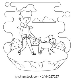 Boy with dog cartoon design