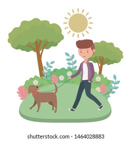 Boy with dog cartoon design