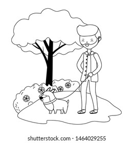 Boy with dog cartoon design