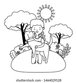 Boy with dog cartoon design