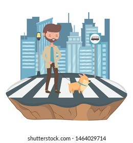 Boy with dog cartoon design