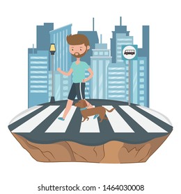 Boy with dog cartoon design