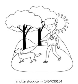 Boy with dog cartoon design