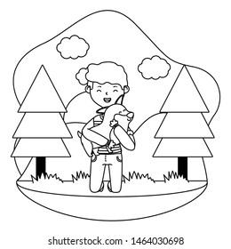 Boy with dog cartoon design