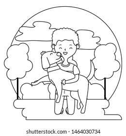 Boy with dog cartoon design